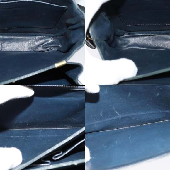 CELINE Shoulder Bag Leather Navy Gold - Picture 12 of 13